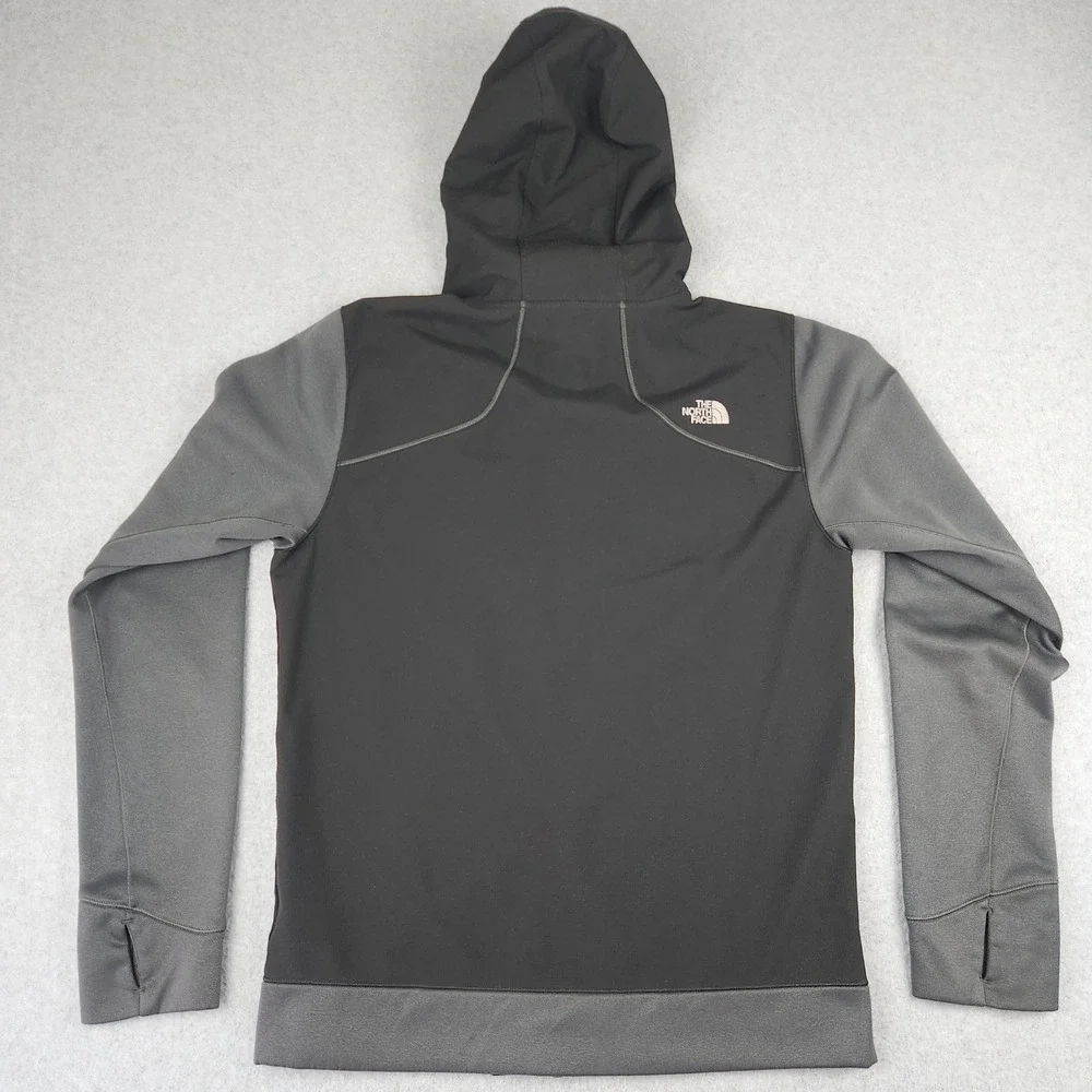 The North Face Hoodie Mens S Black Grey Full Zip Technical Jacket Thumbholes